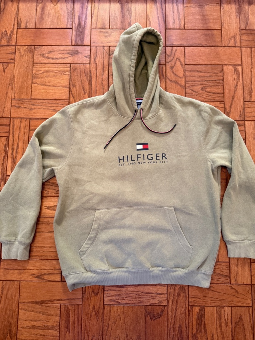 Tommy Hilfiger Olive Logo Pullover Hoodie -XL